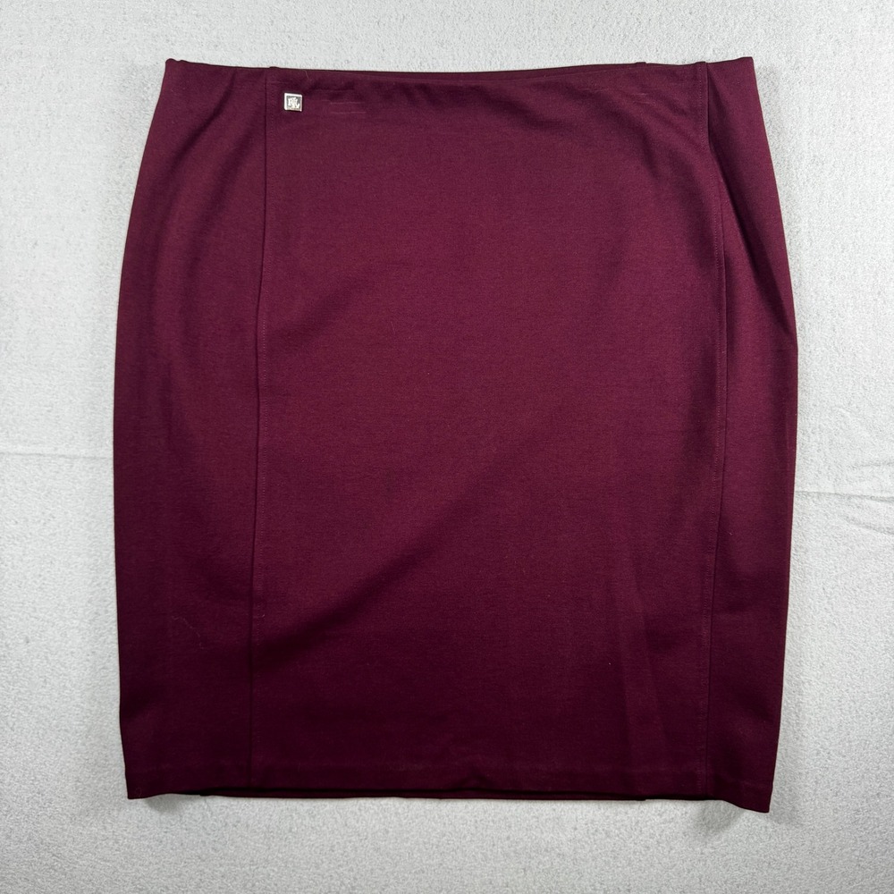 Lauren Ralph Lauren Burgundy Ponte Knit Pencil Skirt L Maroon Coquette 90s Fall